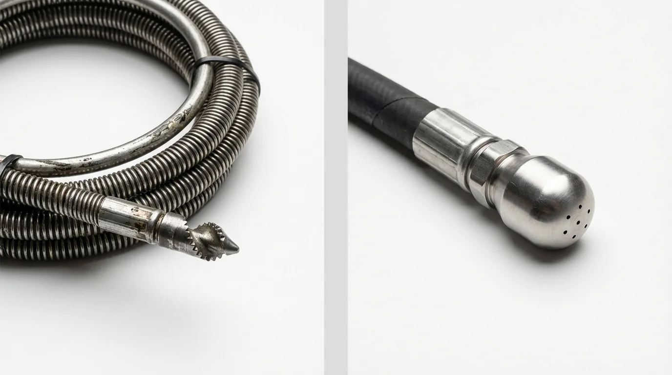 Drain snake cable and hydro jetting nozzle used for drain cleaning in Yankton, SD