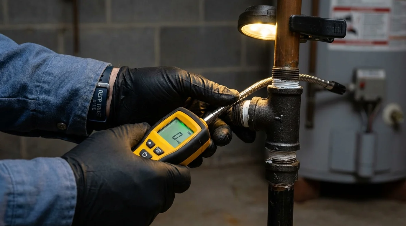 Gas leak detection with electronic sniffer by Johns Plumbing LLC in Yankton