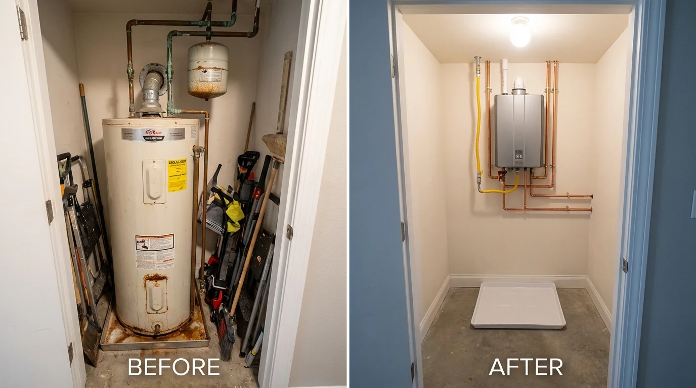 Tank water heater versus wall-mounted tankless unit comparison for Yankton, SD homeowners